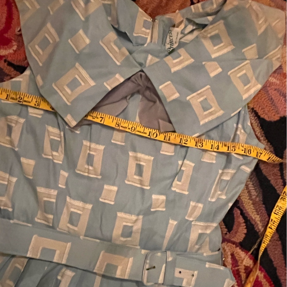 Vintage 1950’s store Stock Blue and White Geometric Dress - Picture 8 of 8